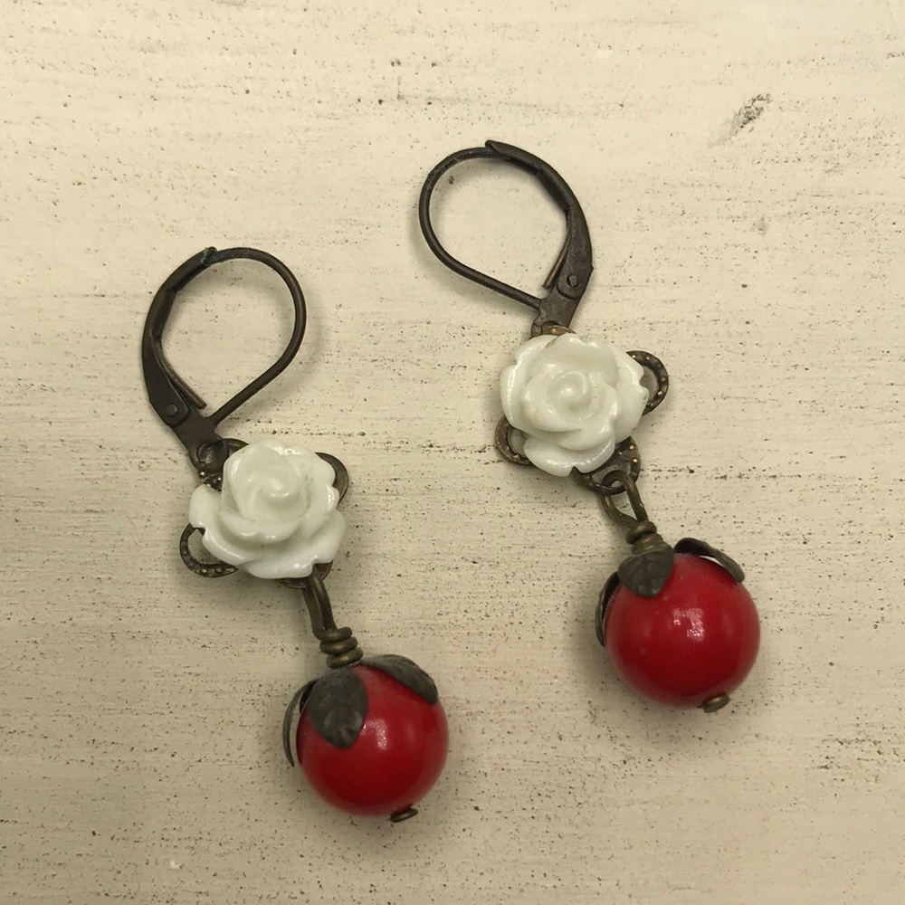 Red Flower Earrings